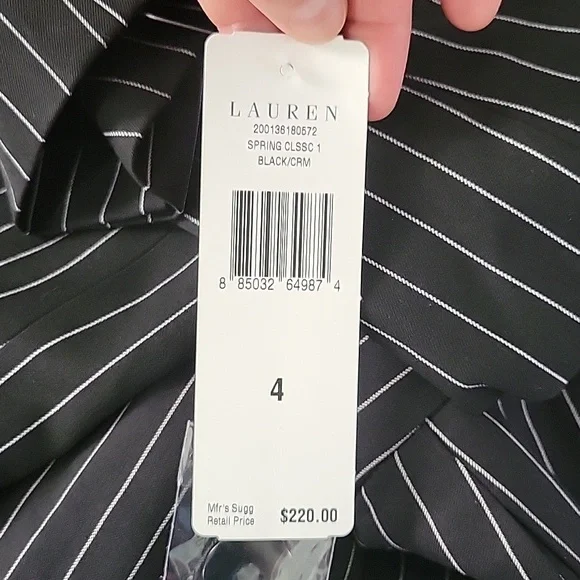 Lauren Ralph Lauren Cameron pin stripe suit in black panties 2 jacket size 4 - Picture 10 of 10